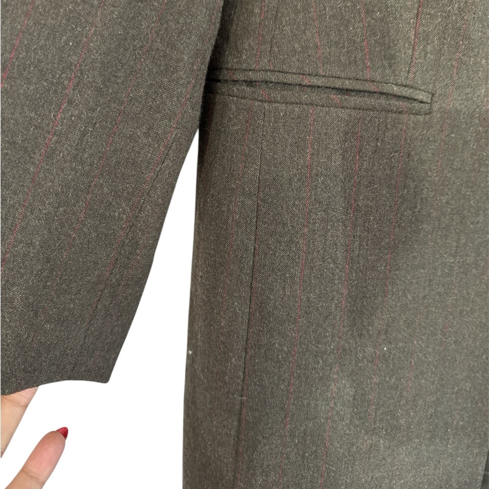 Grace Dane Lewis Brown Striped Long Wool Blend Blazer-like Coat, Size 14 - Picture 5 of 7